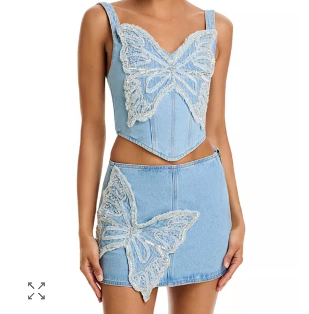 NEW PatBO Camila Coelho Denim Top - Picture 3 of 14